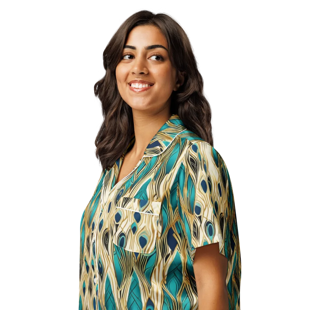 Aurum Featherfall on Women's Short Sleeve Pajama Top — Left Front