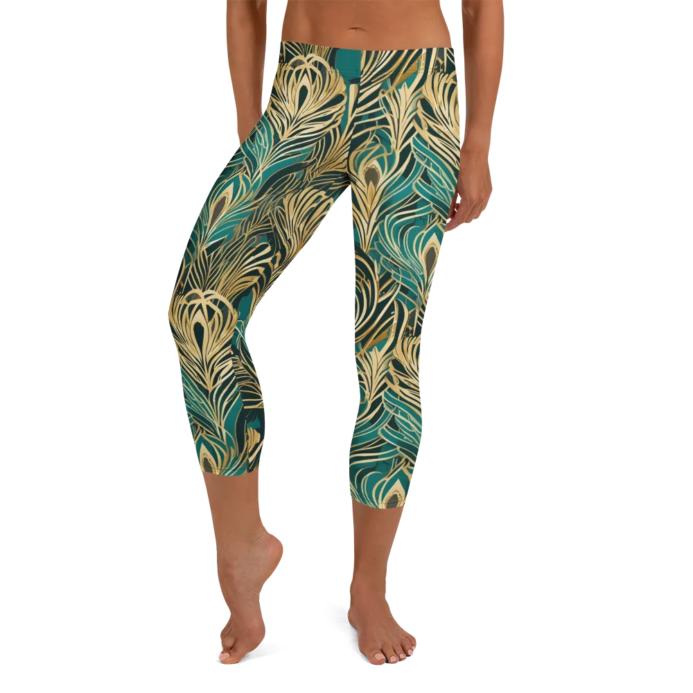 Gilded Tropics on Capri Leggings — Front
