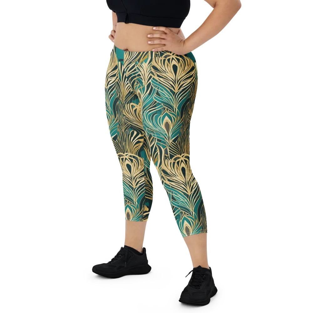 Gilded Tropics on Capri Leggings — Front