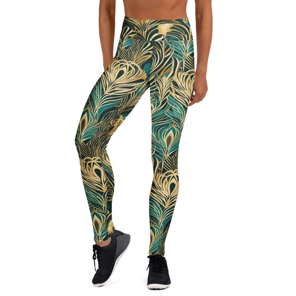 Gilded Tropics on Yoga Leggings — Front