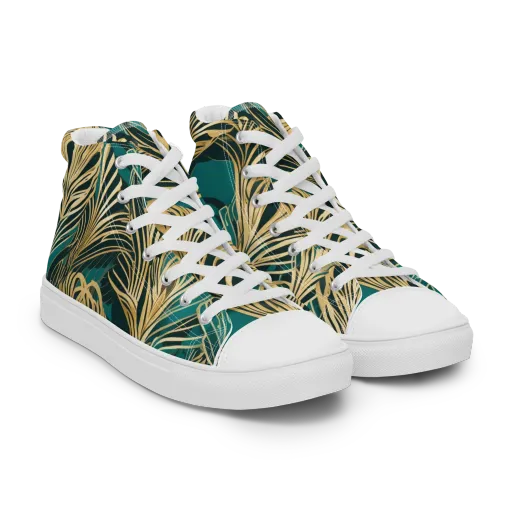 Gilded Tropics on a Men's High Top Canvas Shoes