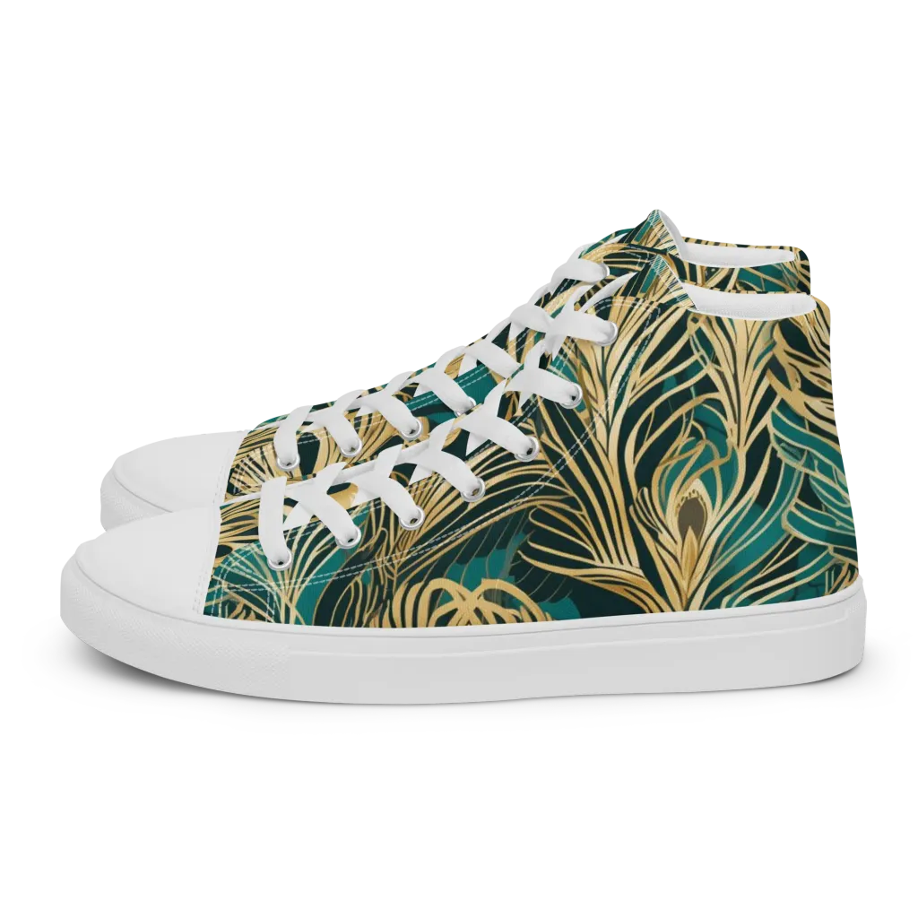 Gilded Tropics on Men's High Top Canvas Shoes — Left
