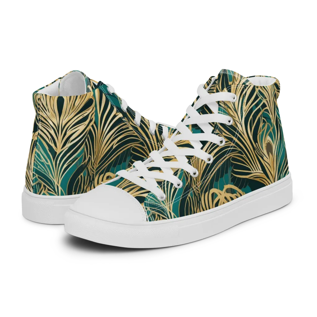 Gilded Tropics on Men's High Top Canvas Shoes — Left