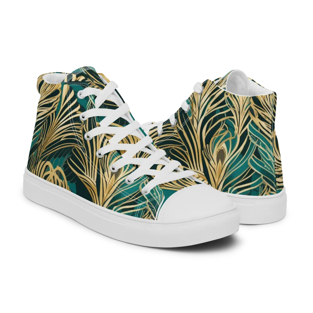 Gilded Tropics on Men's High Top Canvas Shoes — Right