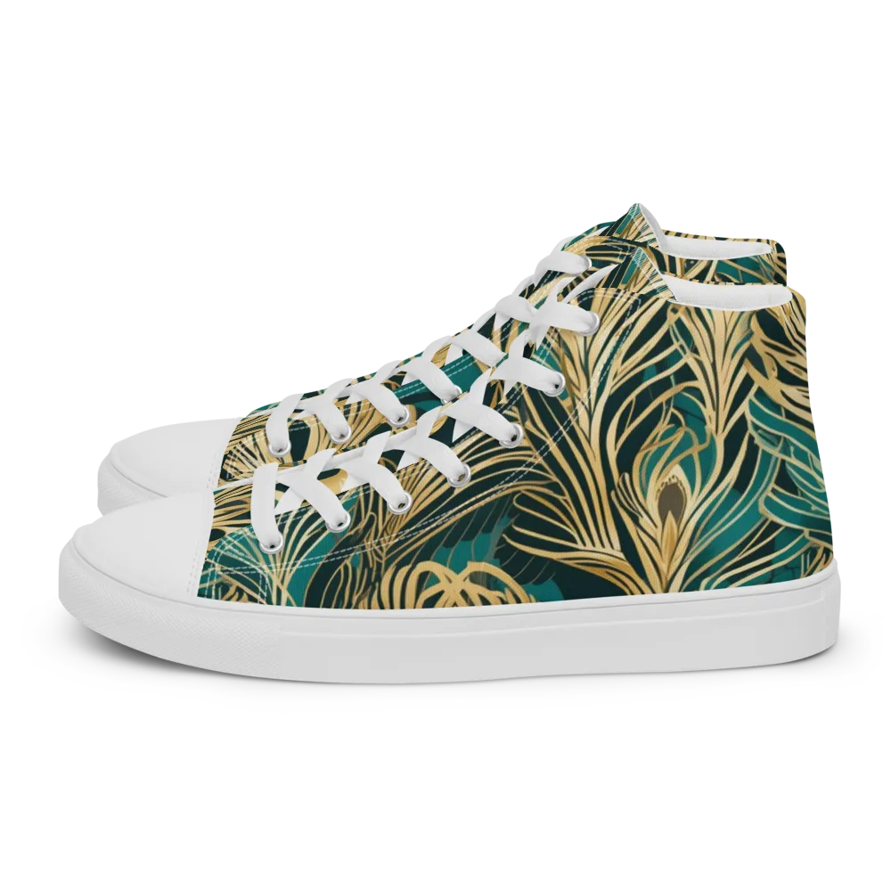 Gilded Tropics on Women's High Top Canvas Shoes — Left