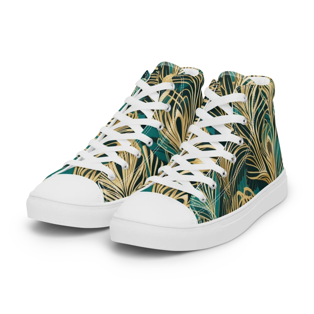 Gilded Tropics on Women's High Top Canvas Shoes — Left Front