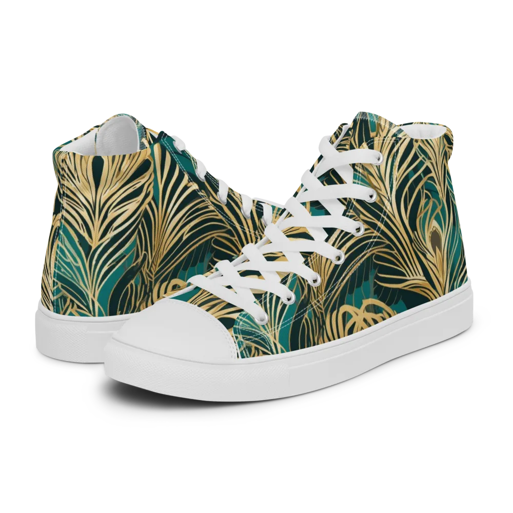 Gilded Tropics on Women's High Top Canvas Shoes — Left