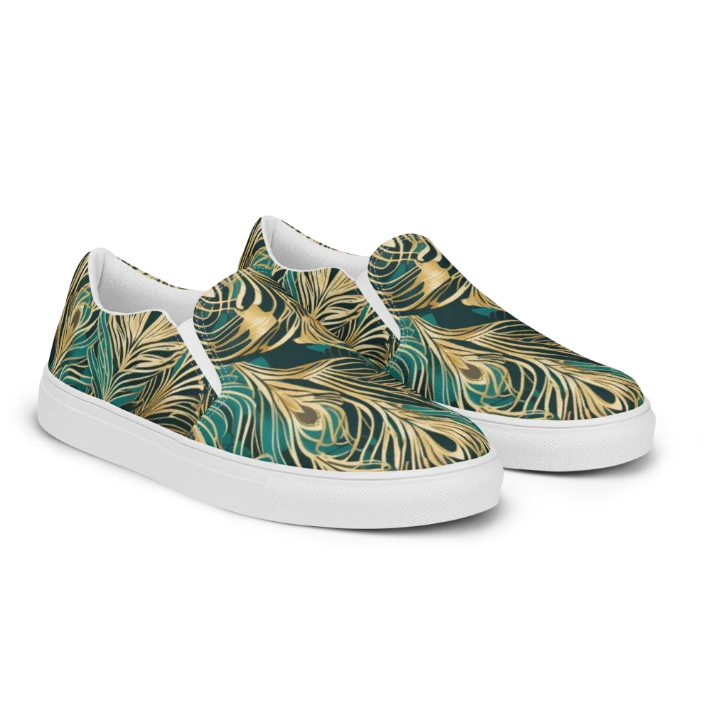 Gilded Tropics on Men's Slip-On Canvas Shoes — Right Front