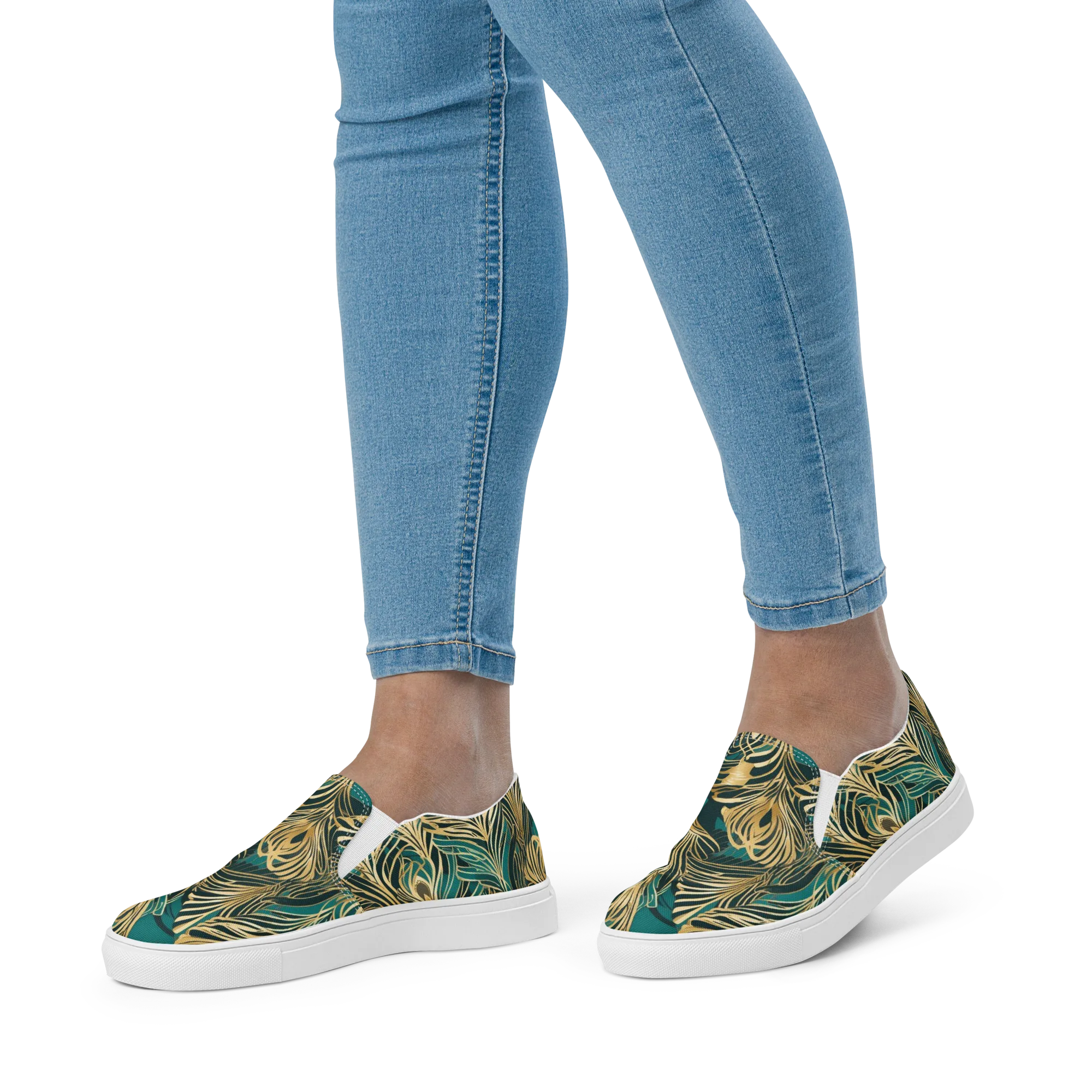 Gilded Tropics on Women's Slip-On Canvas Shoes — Front