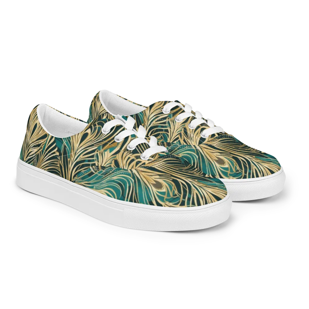 Gilded Tropics on Men's Lace-Up Canvas Shoes — Right Front