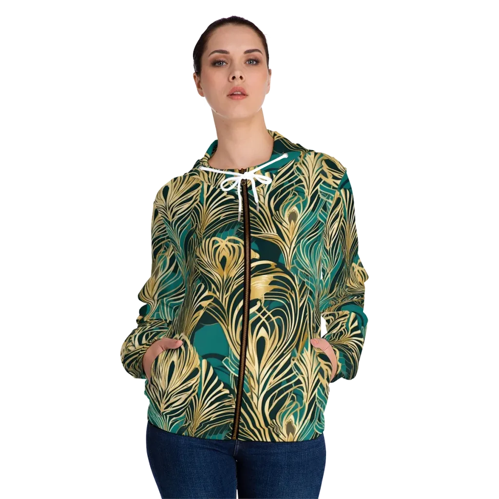 Gilded Tropics on Women's Full-Zip Hoodie — Front On Person