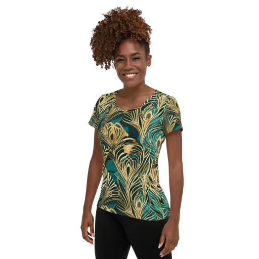 Gilded Tropics on a Women's Athletic T-Shirt