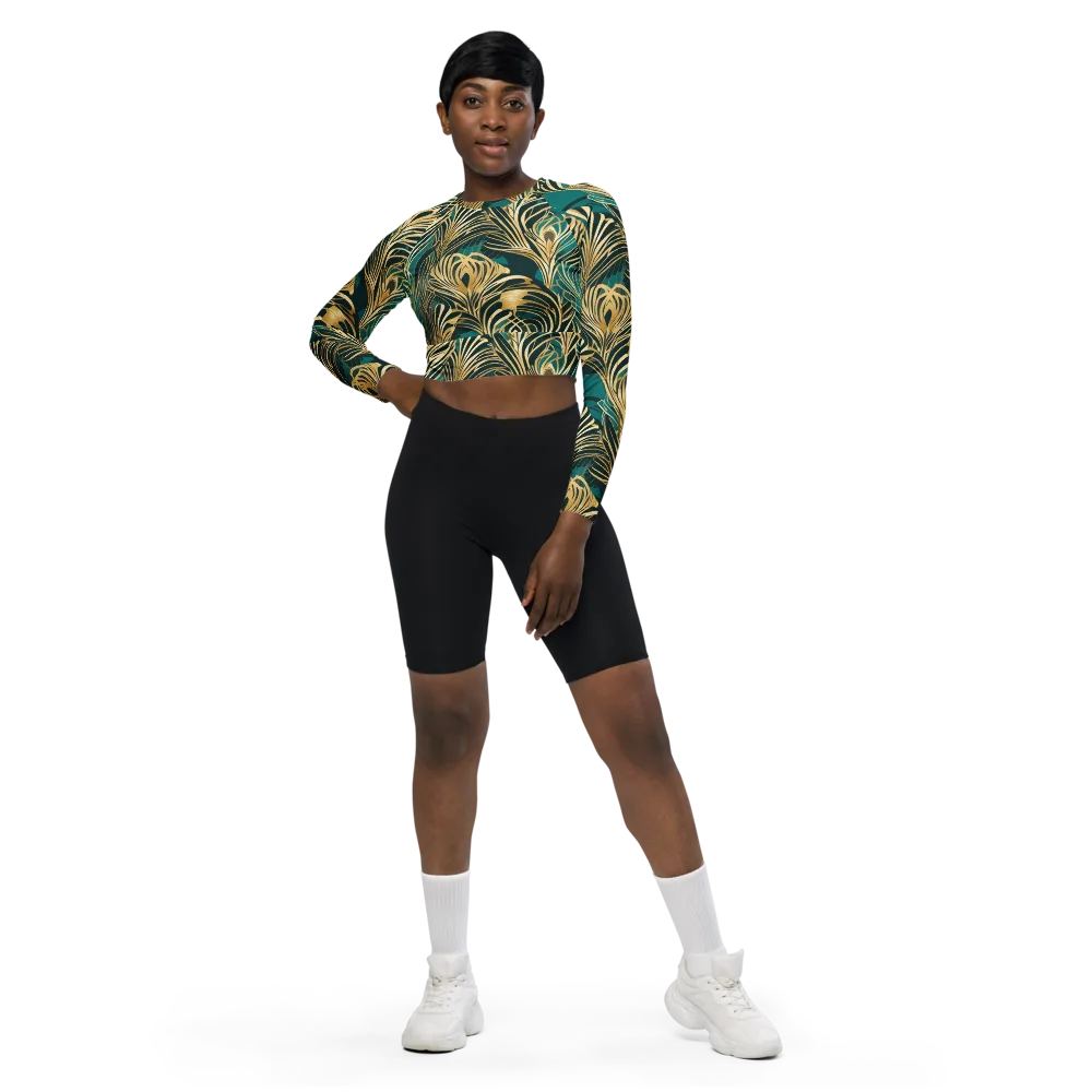 Gilded Tropics on Long Sleeve Crop Top — Front