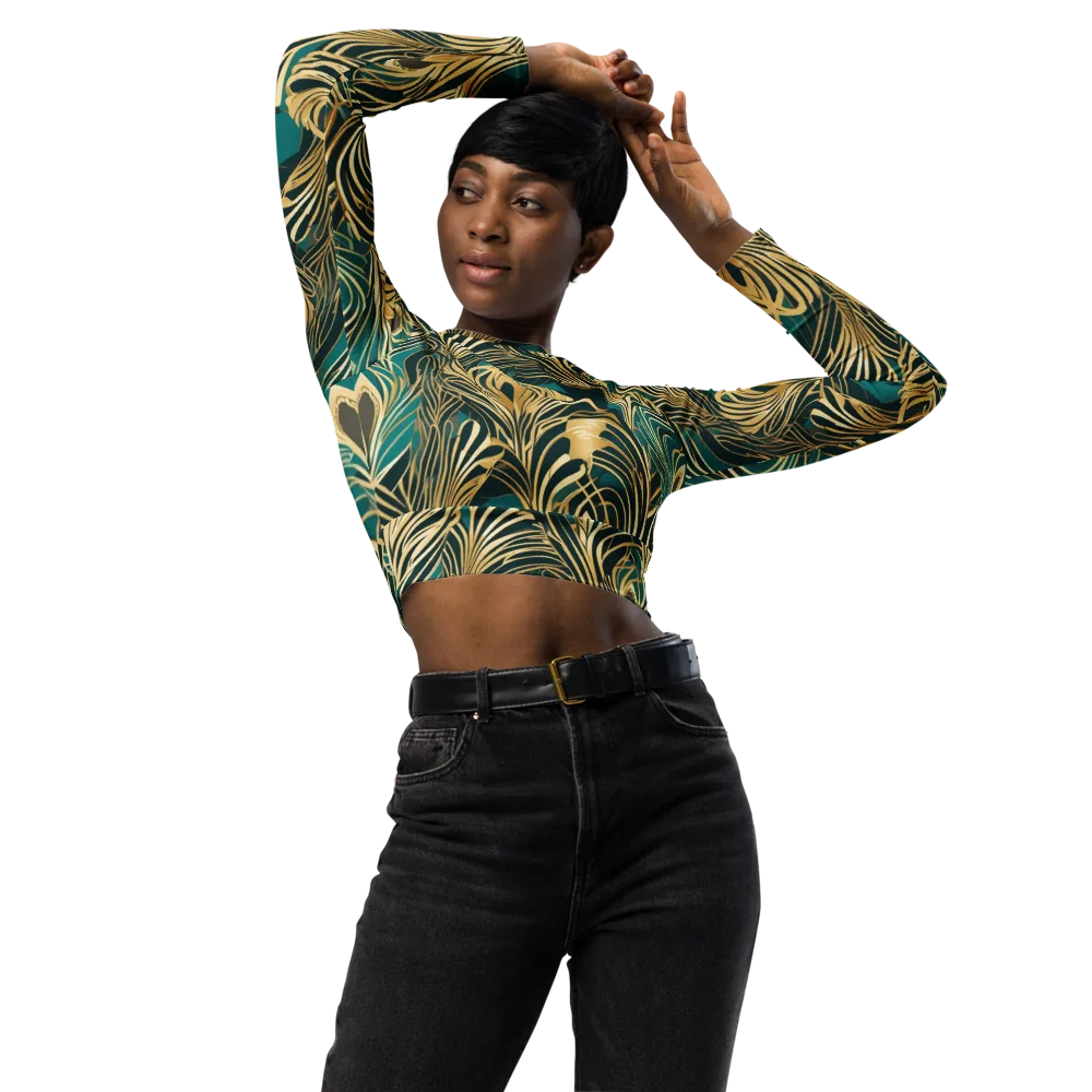 Gilded Tropics on Long Sleeve Crop Top — Front