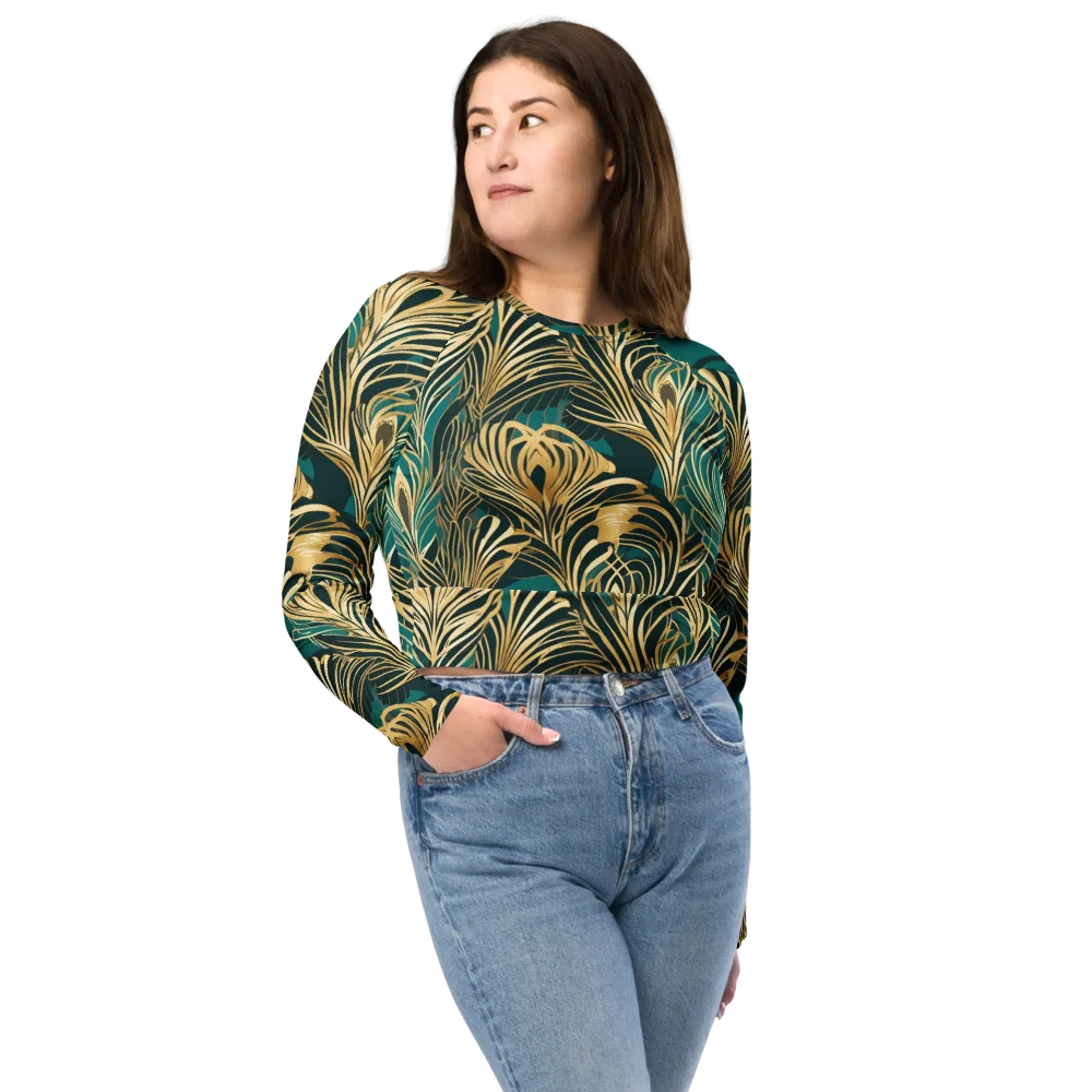 Gilded Tropics on Long Sleeve Crop Top — Front