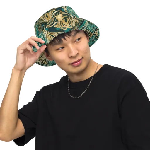 Gilded Tropics on a Reversible Bucket Hat