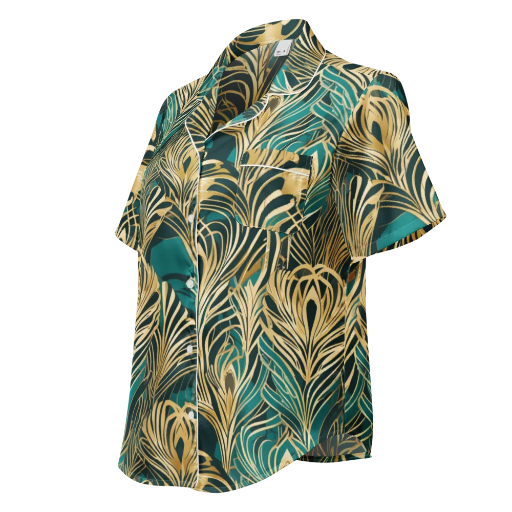 Gilded Tropics on Women's Short Sleeve Pajama Top — Left Front