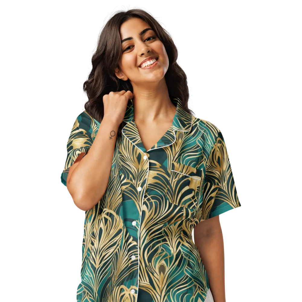 Gilded Tropics on Women's Short Sleeve Pajama Top — Front