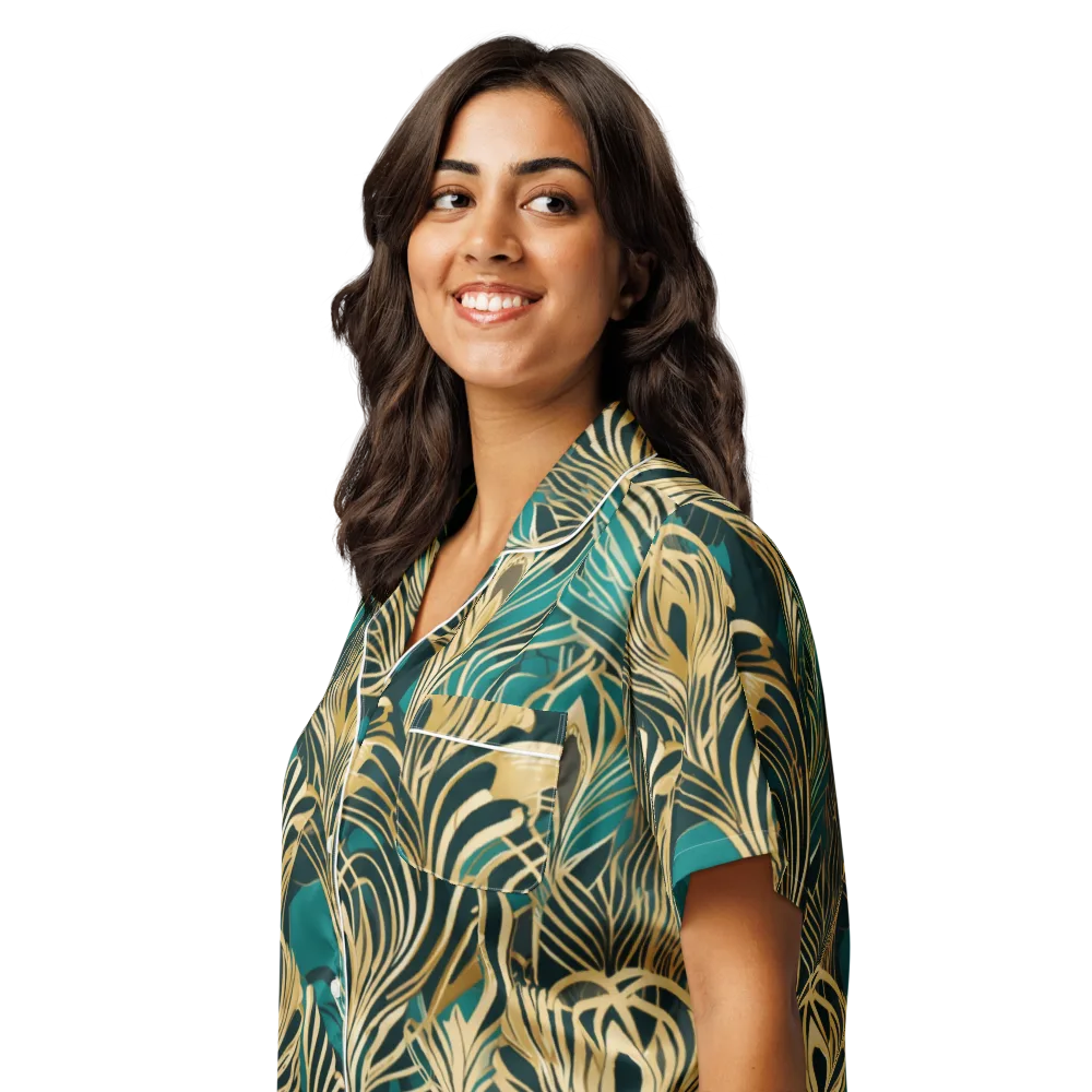 Gilded Tropics on Women's Short Sleeve Pajama Top — Left Front