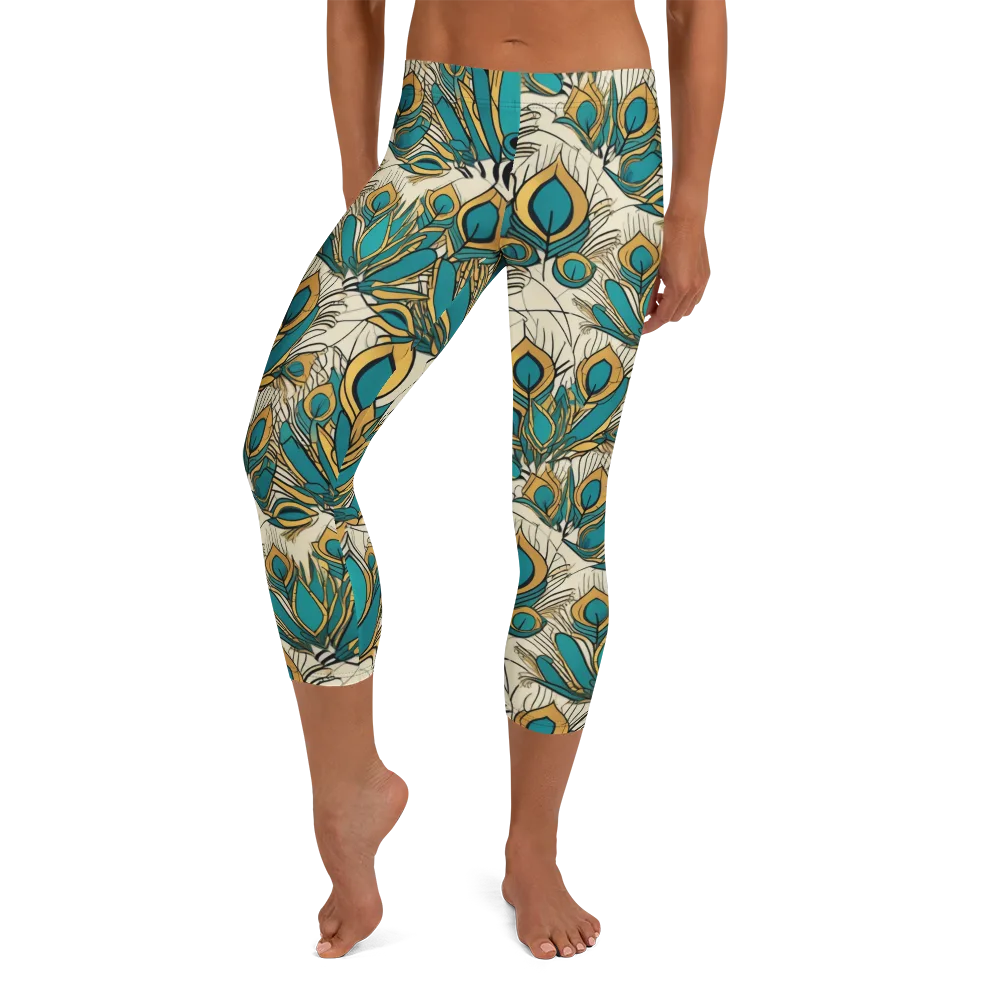 Peacock Gilt on Capri Leggings — Front