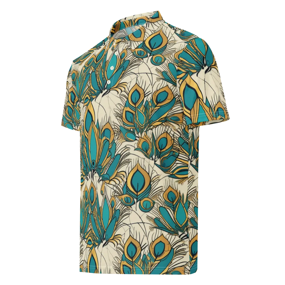 Peacock Gilt on Men's Slim Fit Polo Shirt — Left Front