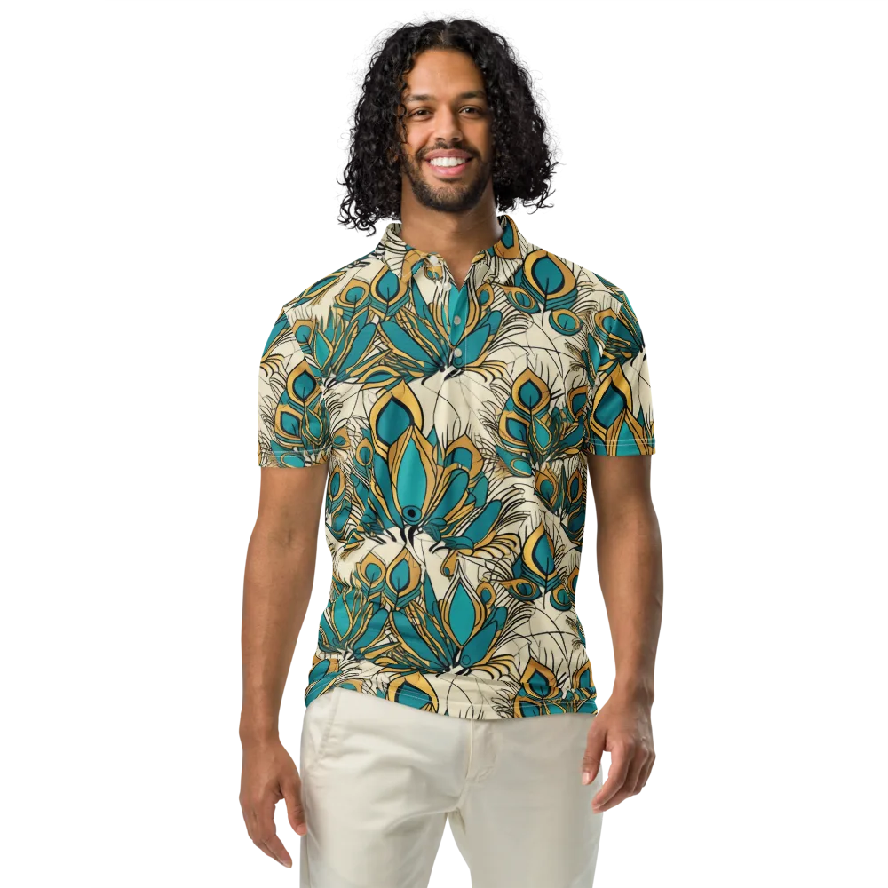 Peacock Gilt on Men's Slim Fit Polo Shirt — Front