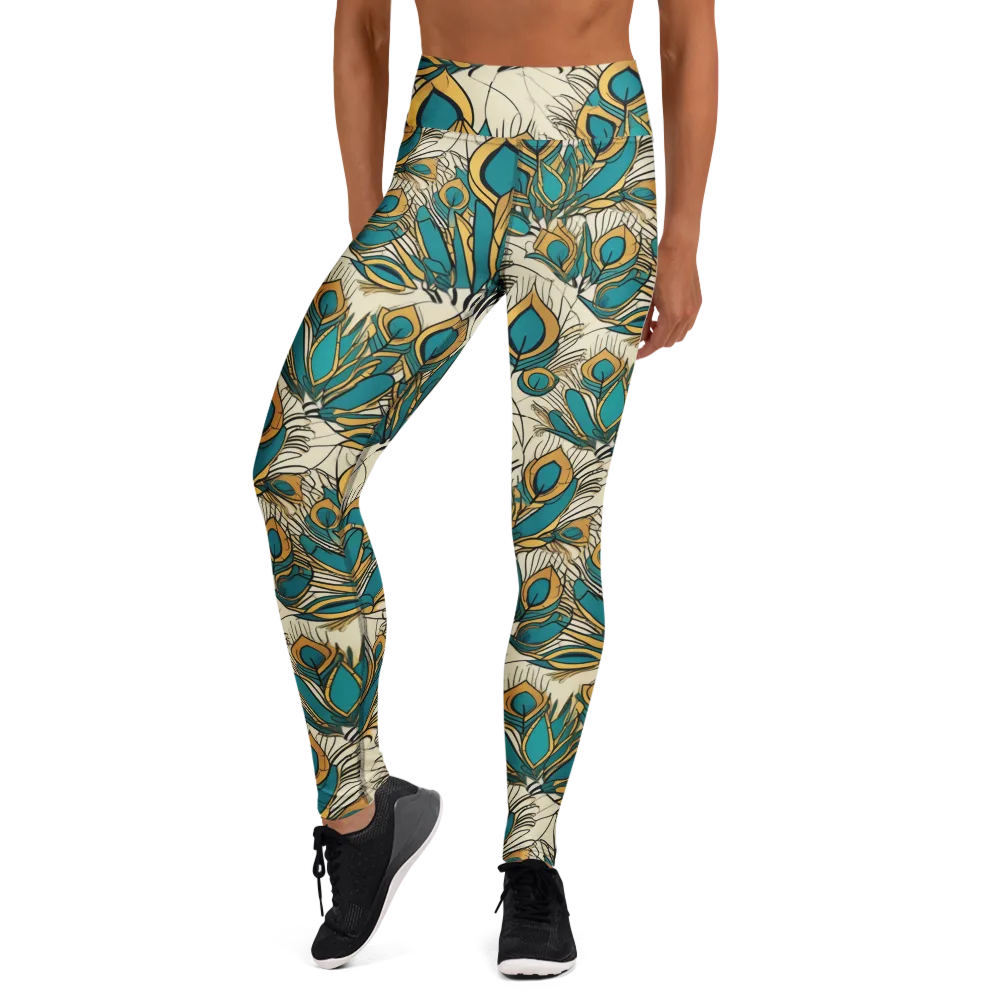 Peacock Gilt on Yoga Leggings — Front