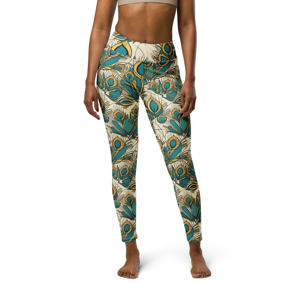 Peacock Gilt on Yoga Leggings — Front