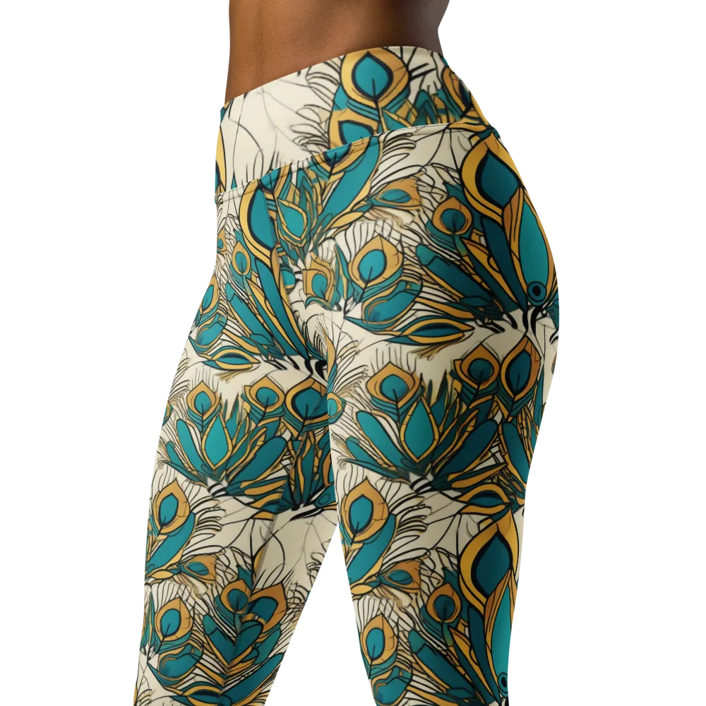 Peacock Gilt on Yoga Leggings — Left Front