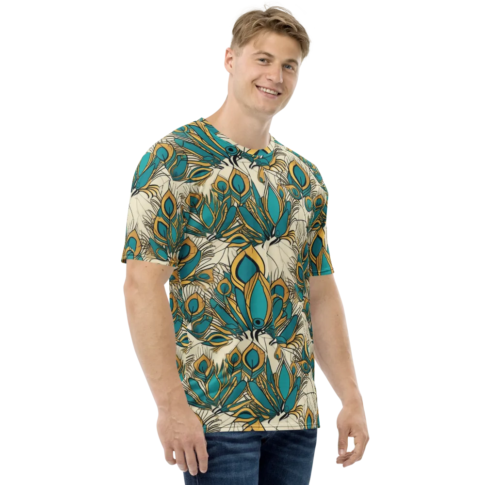 Peacock Gilt on Men's Crew Neck T-Shirt — Right