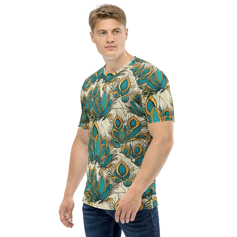 Peacock Gilt on Men's Crew Neck T-Shirt — Left