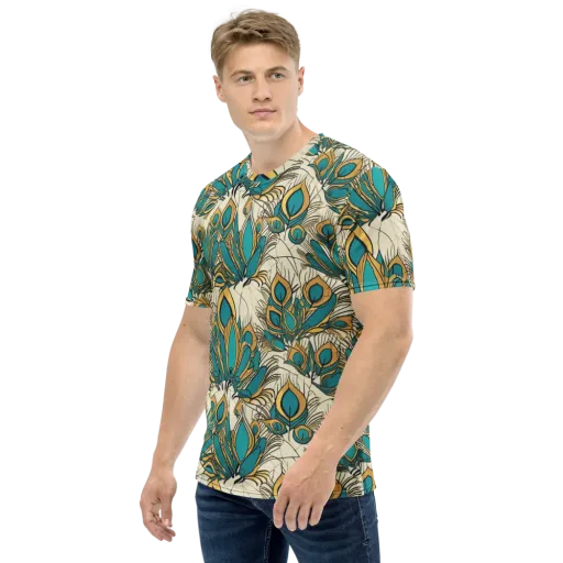 Peacock Gilt on a Men's Crew Neck T-Shirt
