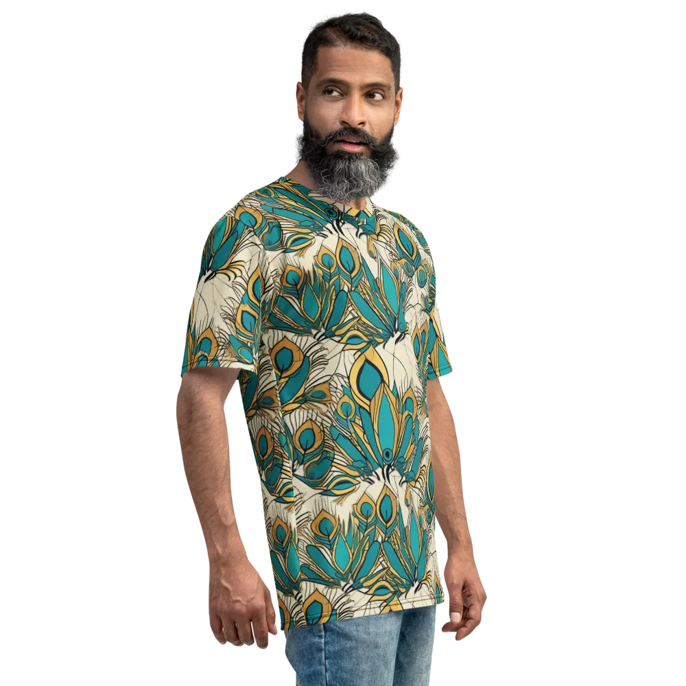 Peacock Gilt on Men's Crew Neck T-Shirt — Right