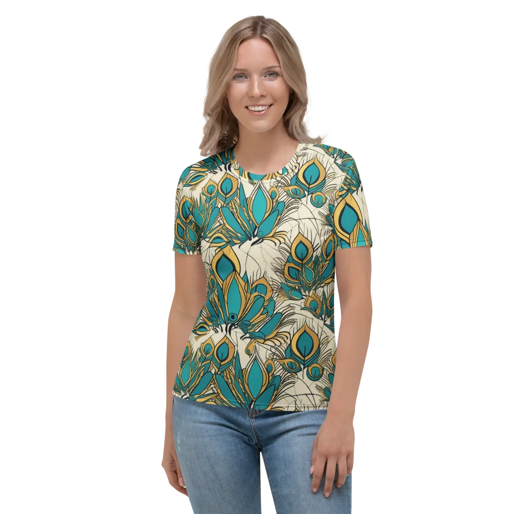 Peacock Gilt on Women's Crew Neck T-Shirt — Front
