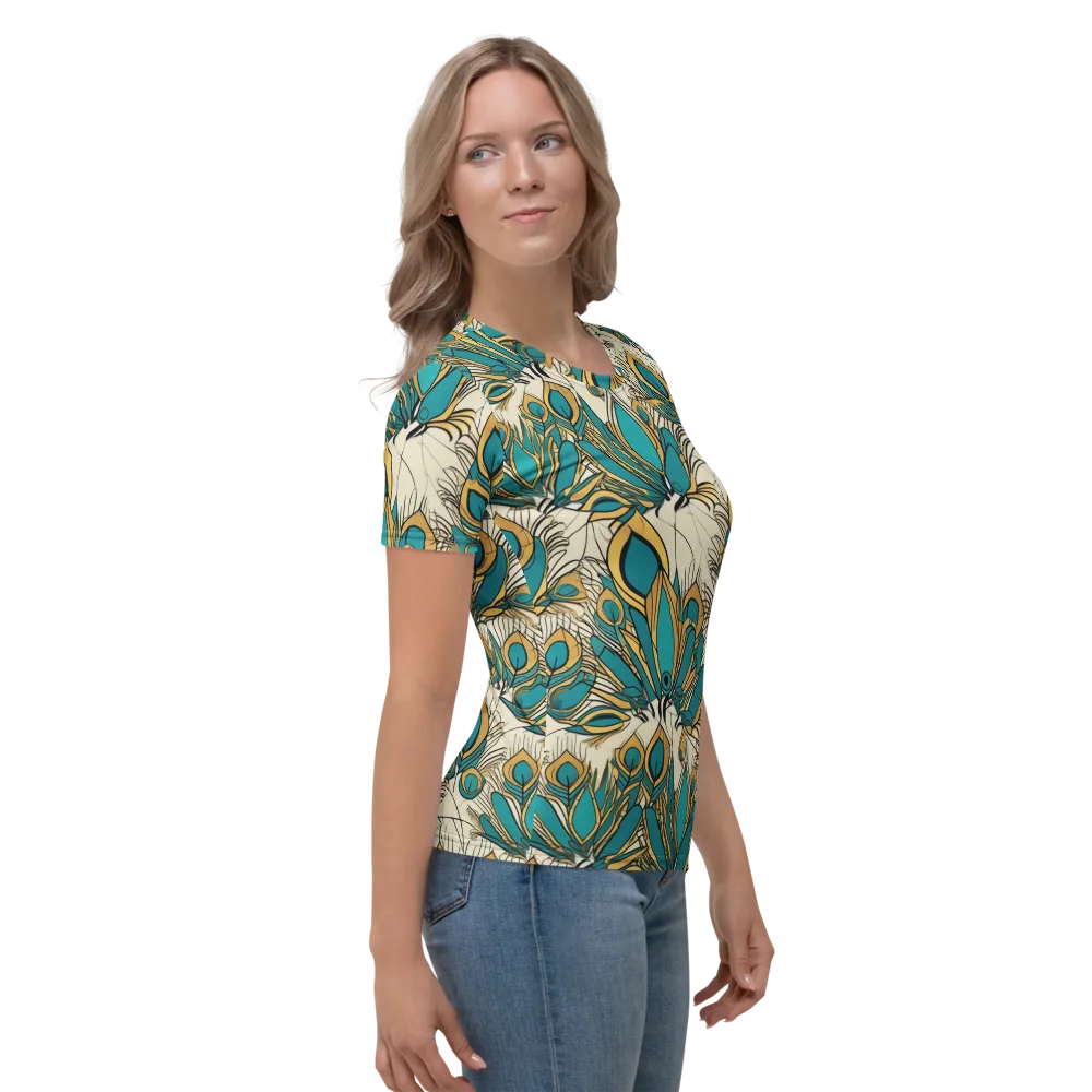 Peacock Gilt on Women's Crew Neck T-Shirt — Right