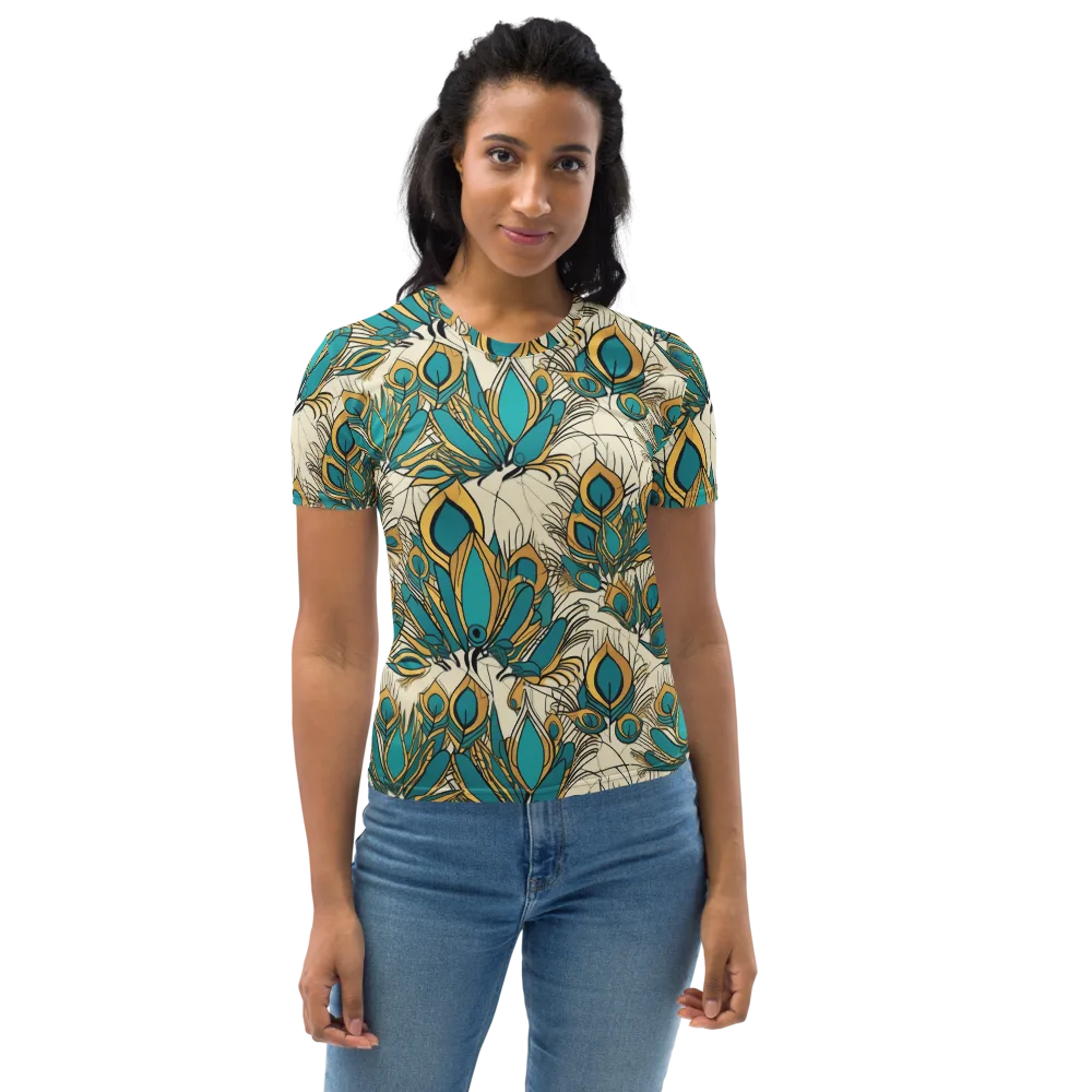 Peacock Gilt on Women's Crew Neck T-Shirt — Front