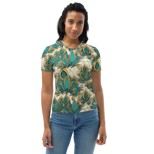 Peacock Gilt on a Women's Crew Neck T-Shirt