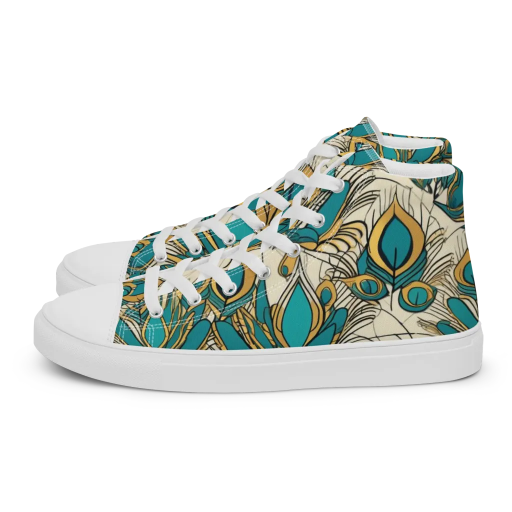 Peacock Gilt on Women's High Top Canvas Shoes — Left
