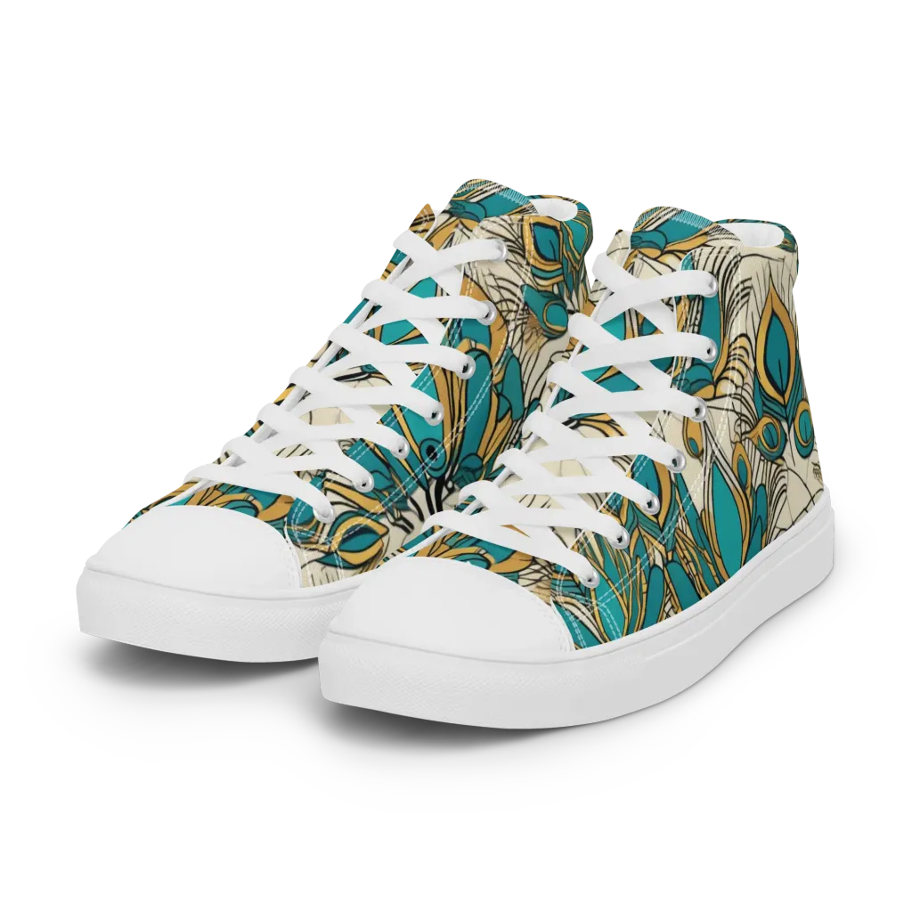 Peacock Gilt on Women's High Top Canvas Shoes — Left Front