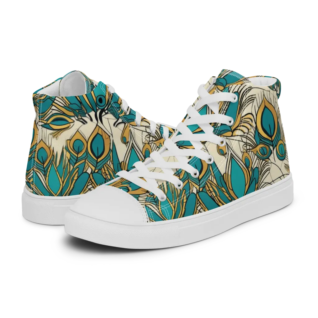 Peacock Gilt on Women's High Top Canvas Shoes — Left