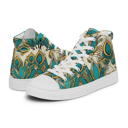 Peacock Gilt on a Women's High Top Canvas Shoes