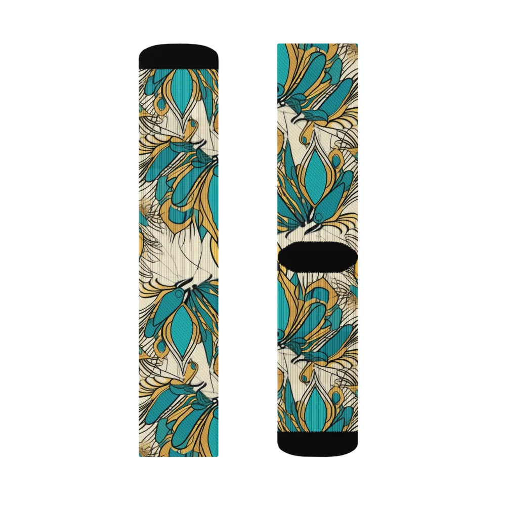 Peacock Gilt on Socks — Left Sock