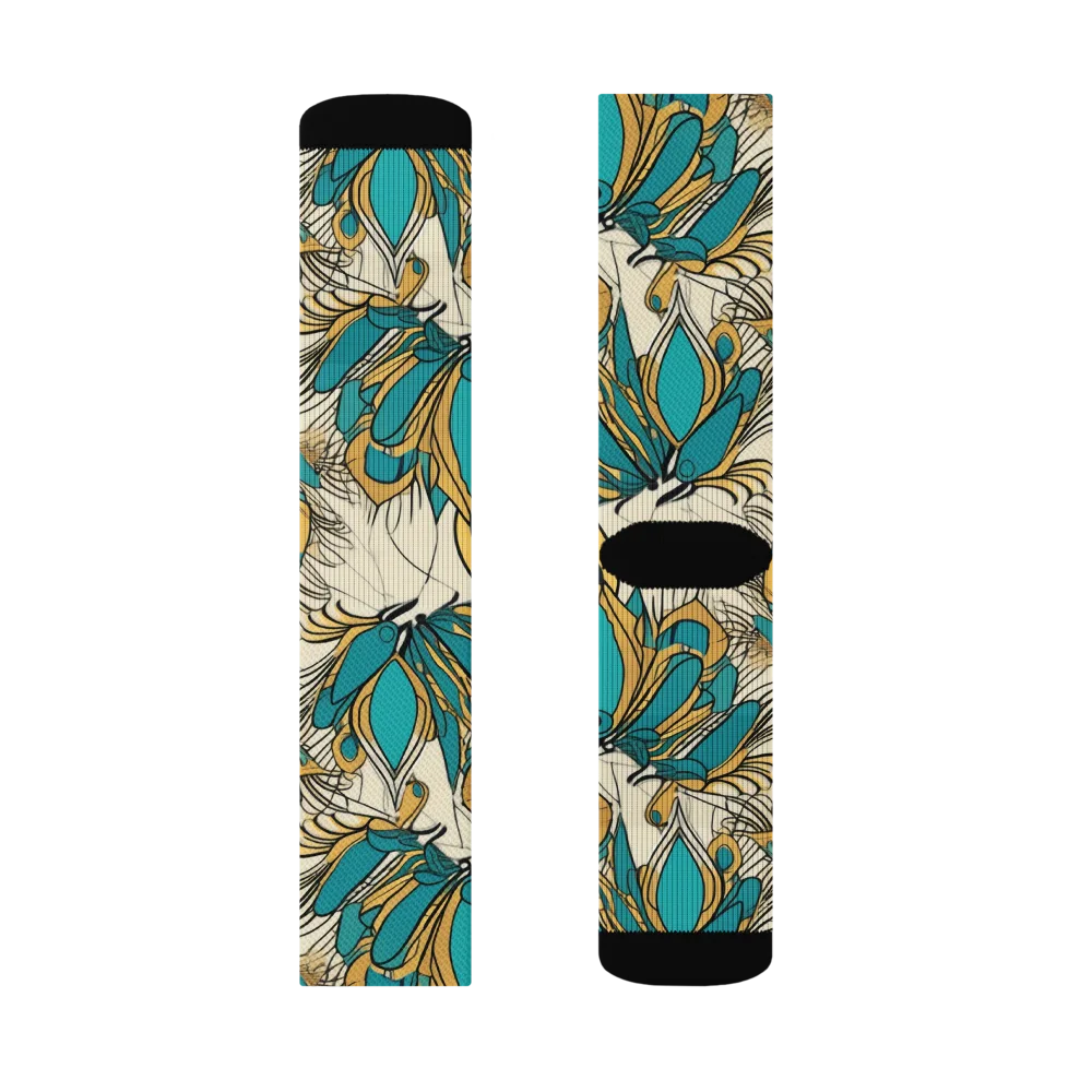 Peacock Gilt on Socks — Right Sock