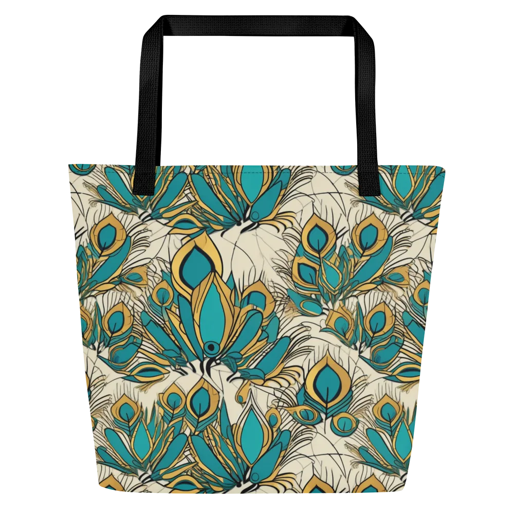 Peacock Gilt on Large Tote Bag W/ Pocket — Front