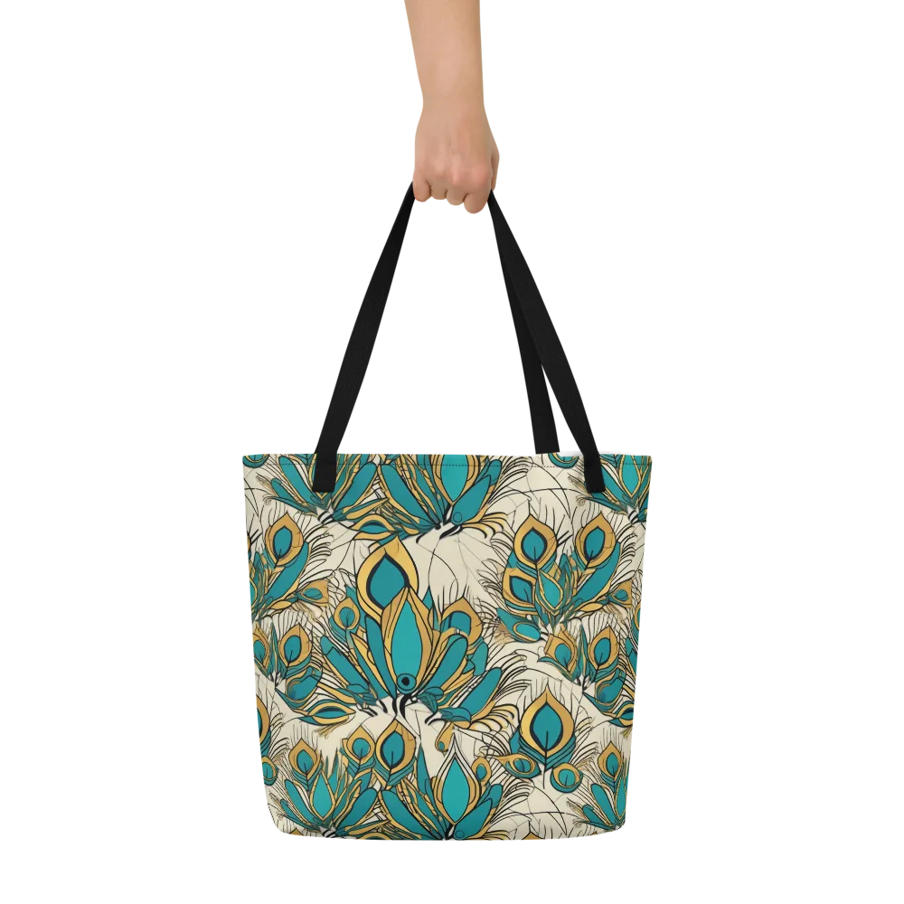 Peacock Gilt on Large Tote Bag W/ Pocket — Front