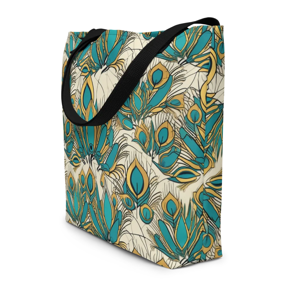Peacock Gilt on Large Tote Bag W/ Pocket — Front