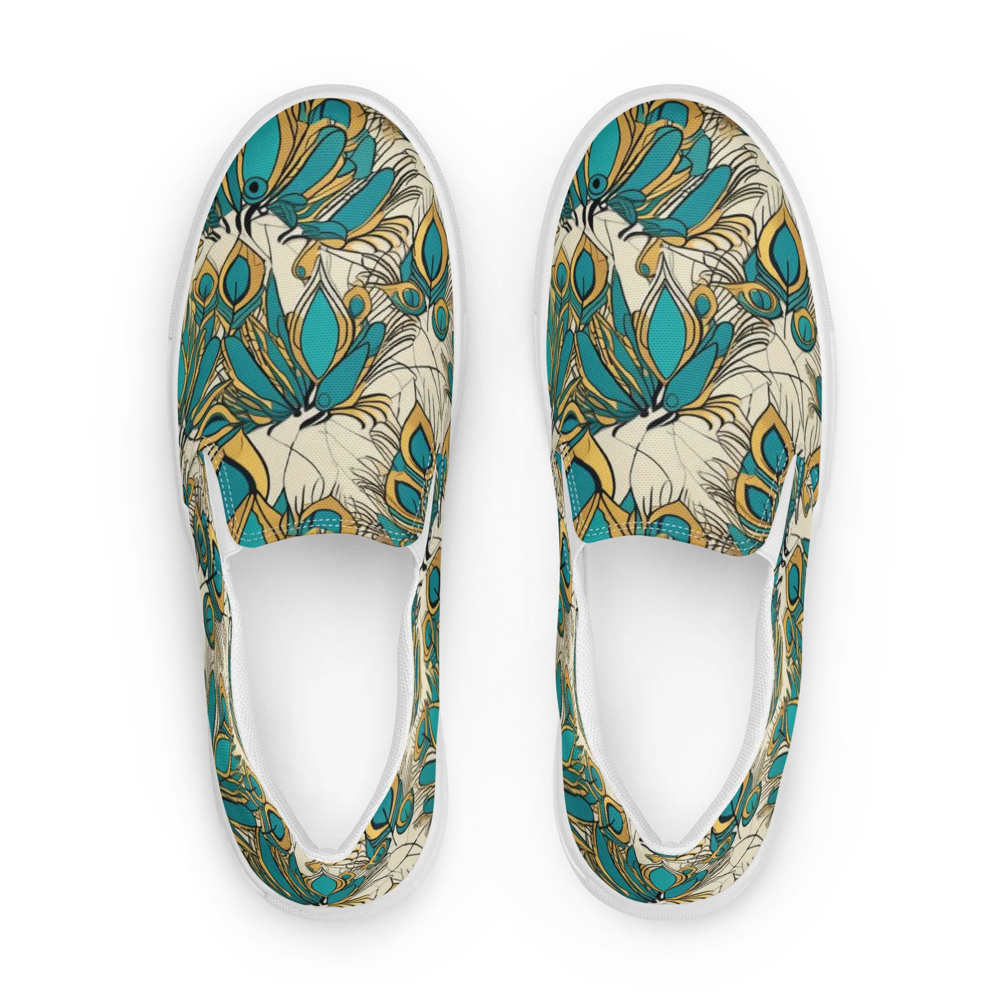 Peacock Gilt on Women's Slip-On Canvas Shoes — Front