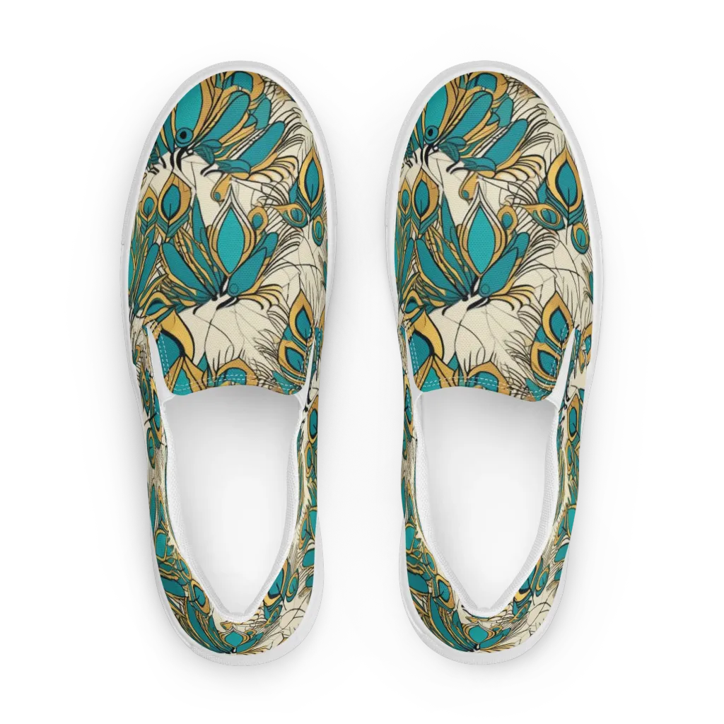 Peacock Gilt on Women's Slip-On Canvas Shoes — Front