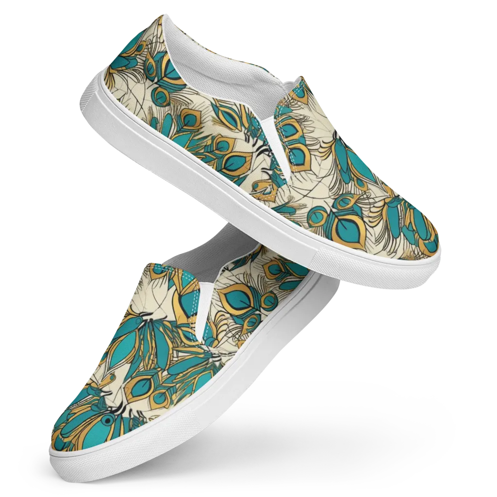 Peacock Gilt on Women's Slip-On Canvas Shoes — Front