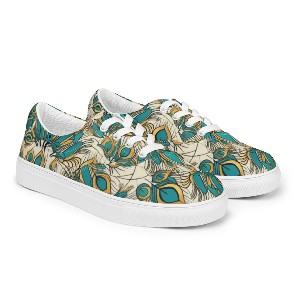 Peacock Gilt on Men's Lace-Up Canvas Shoes — Right Front